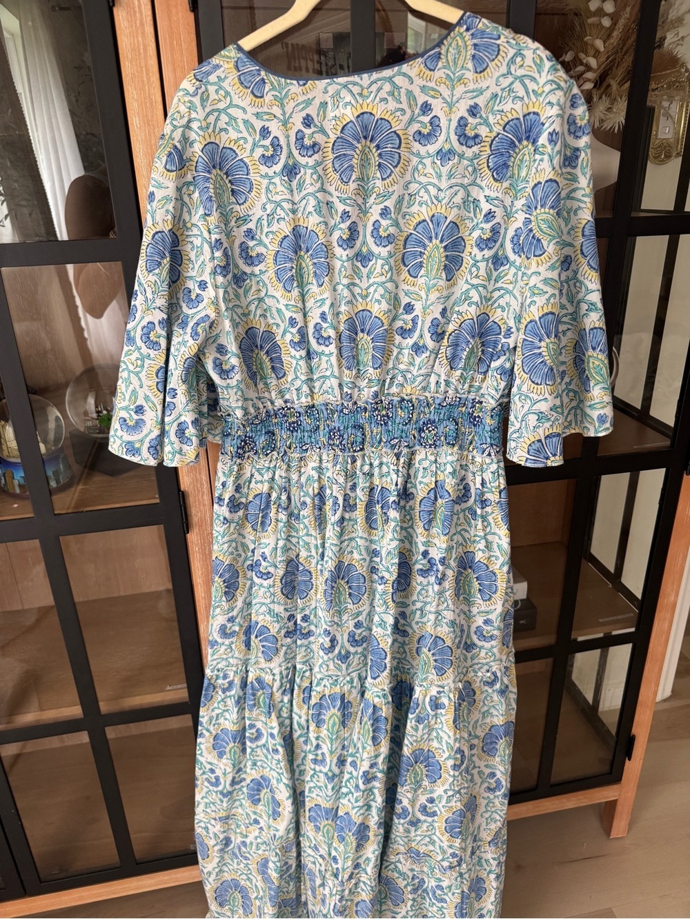 Sohana block print maxi dress cotton Zoey floral smocked tiered ruffle boho - Picture 5 of 11